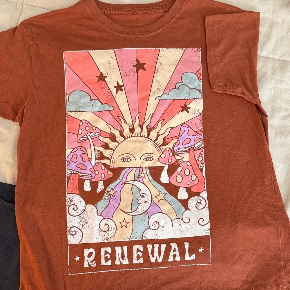 Mighty Fine Graphic Tee - Brown and Pink Size - XS